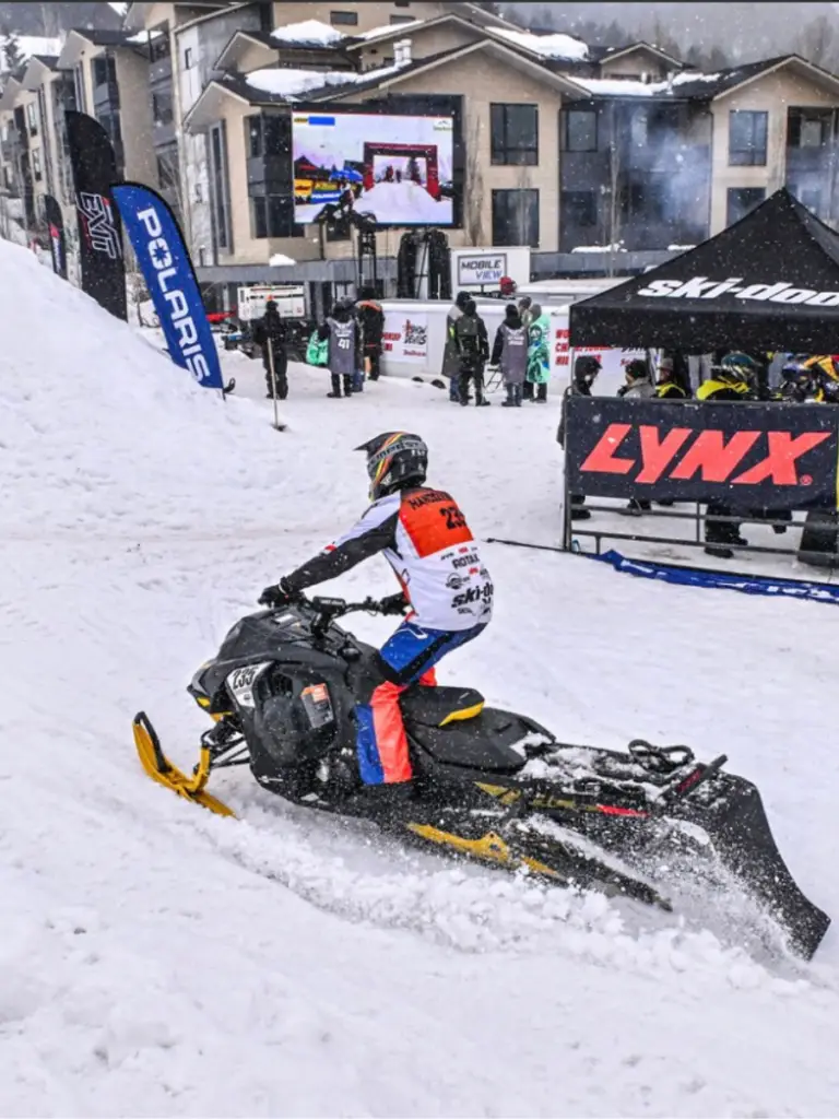 LED Screen trailer at a live snowmobile competition.