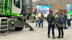 Modular LED display wall installed at a trade show booth to engage attendees and showcase branded content.