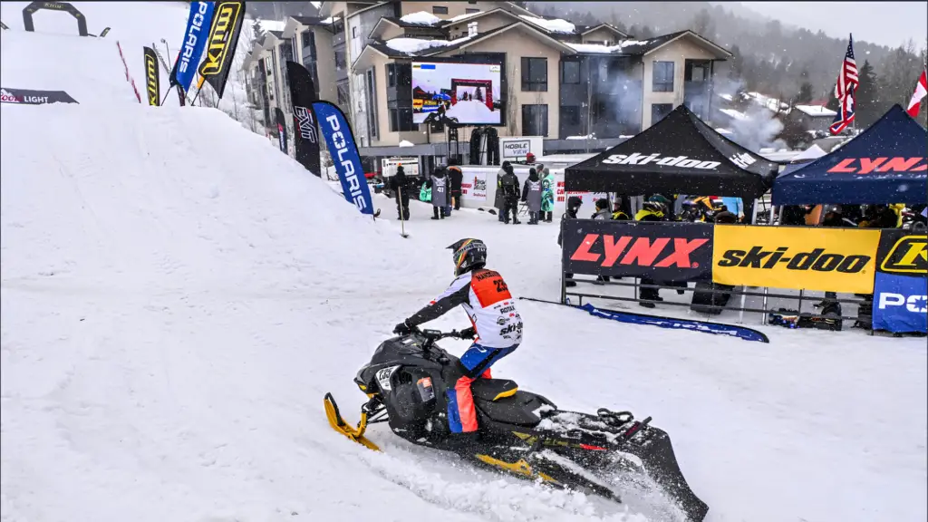 LED Screen trailer at a live snowmobile competition.