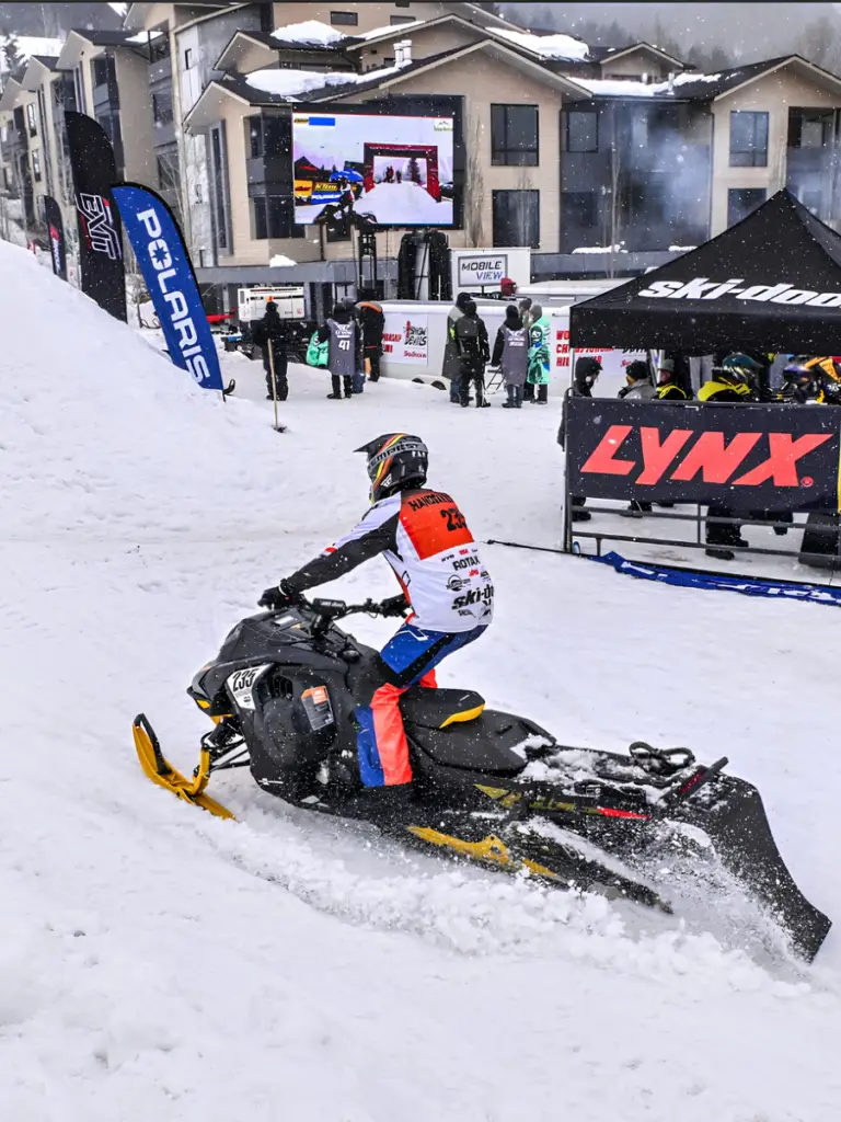 LED Screen trailer at a live snowmobile competition.
