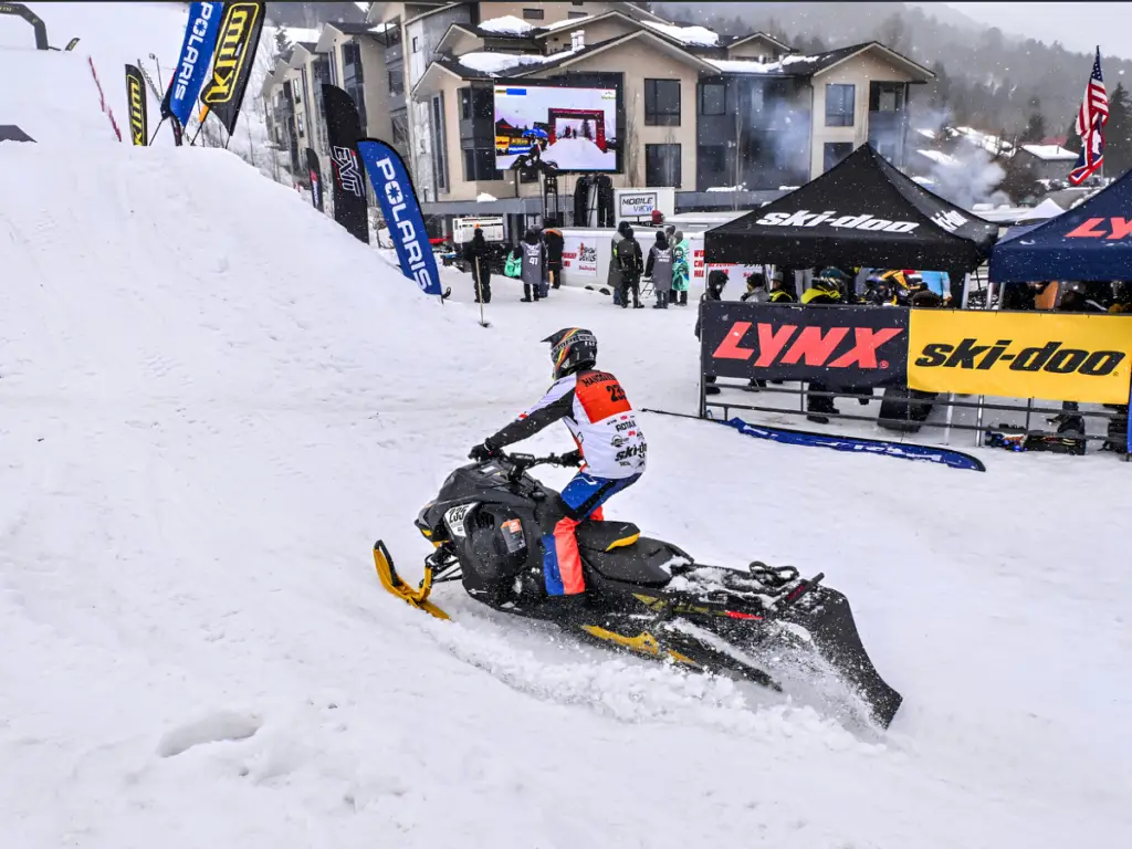 LED Screen trailer at a live snowmobile competition.